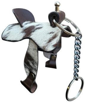 Hair on Cowhide Saddle Keychain